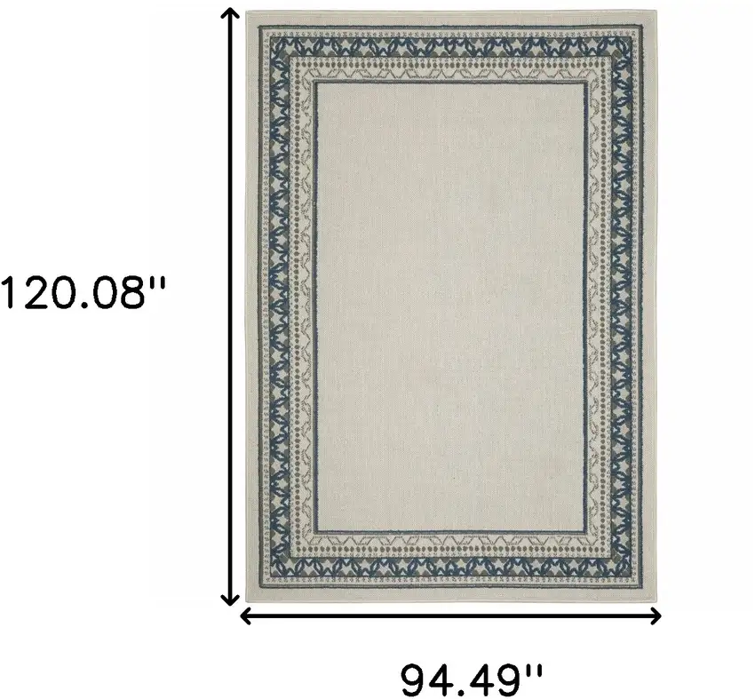 Blue and Beige Stain Resistant Indoor Outdoor Area Rug Photo 3