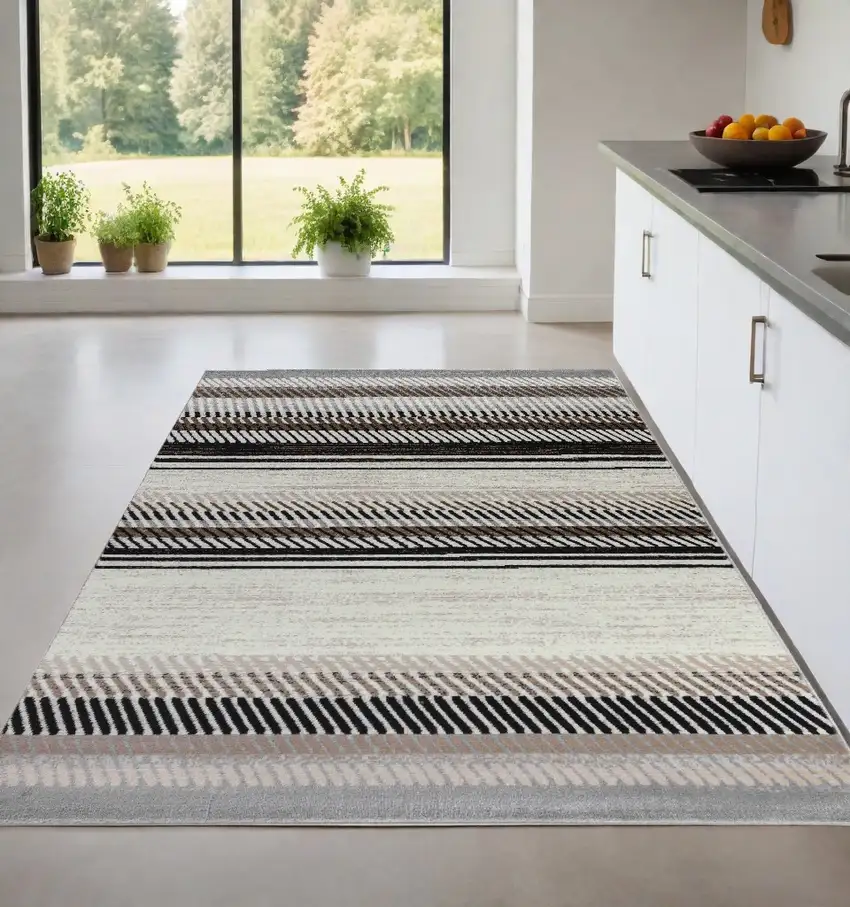 Beige Striped Area Rug Photo 1