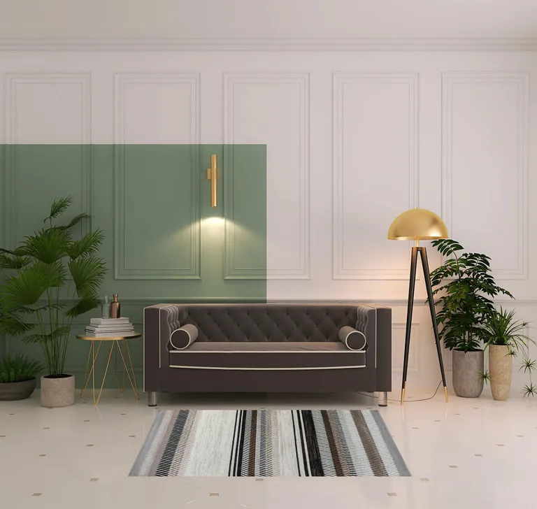 Beige Striped Area Rug Photo 2