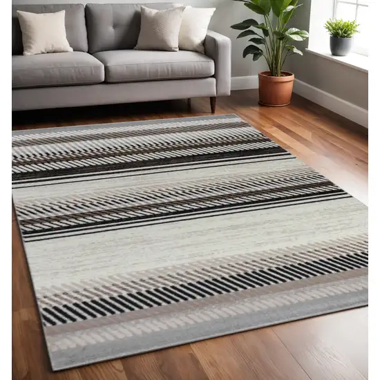 5' X 8' Beige Striped Area Rug Photo 1