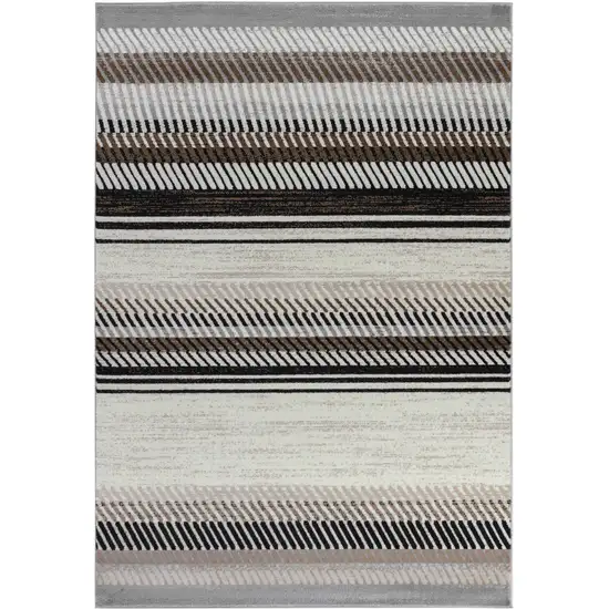 8' X 11' Beige Striped Area Rug Photo 2