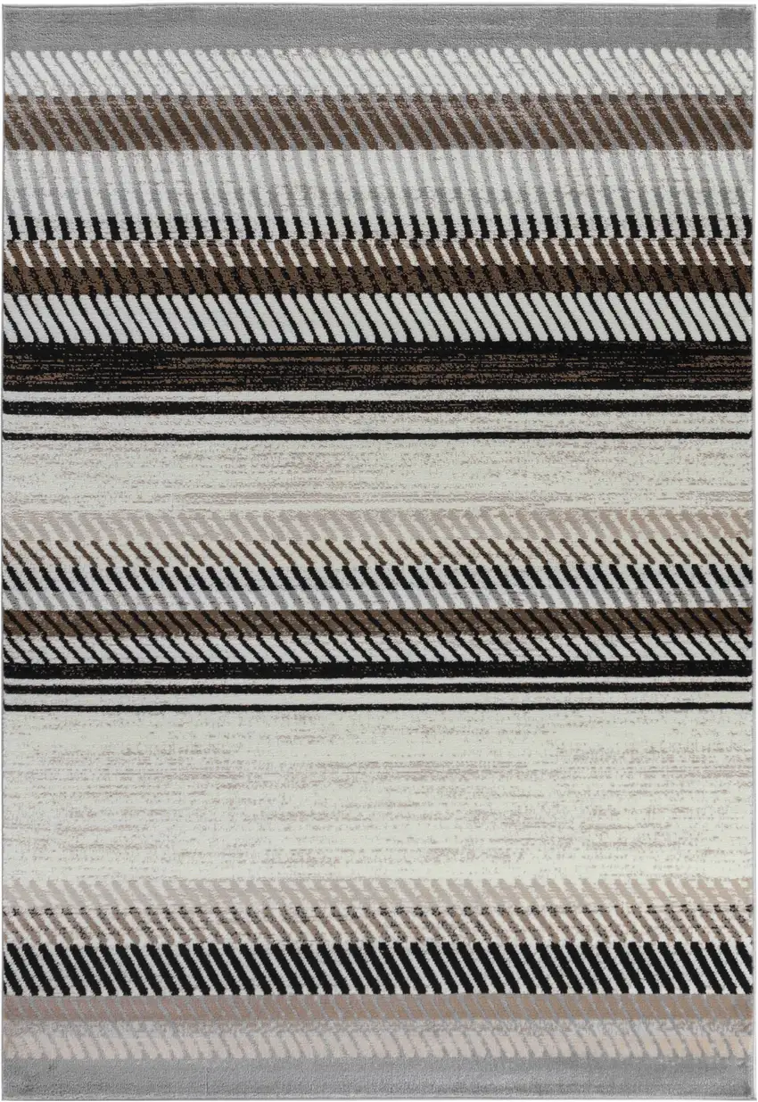 8' X 11' Beige Striped Area Rug Photo 2