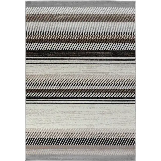 8' X 11' Beige Striped Area Rug Photo 4