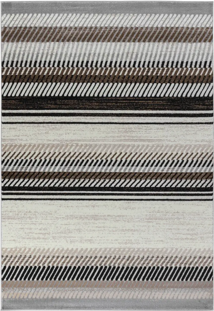8' X 11' Beige Striped Area Rug Photo 4