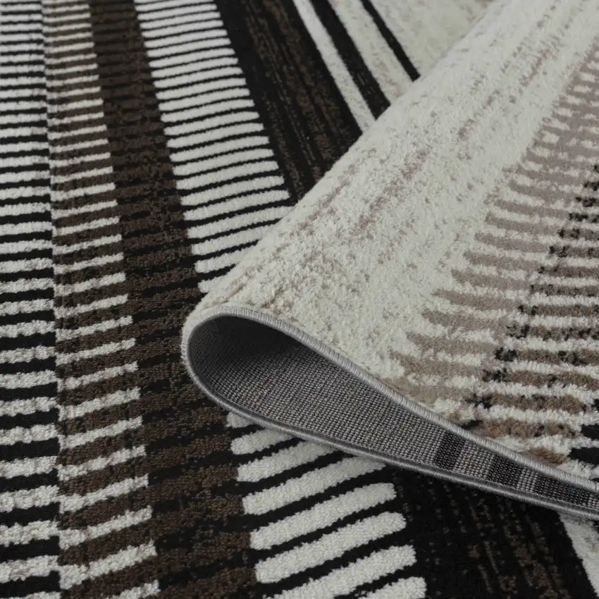 8' X 11' Beige Striped Area Rug Photo 5