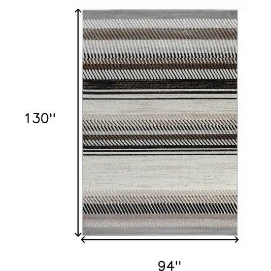 8' X 11' Beige Striped Area Rug Photo 3