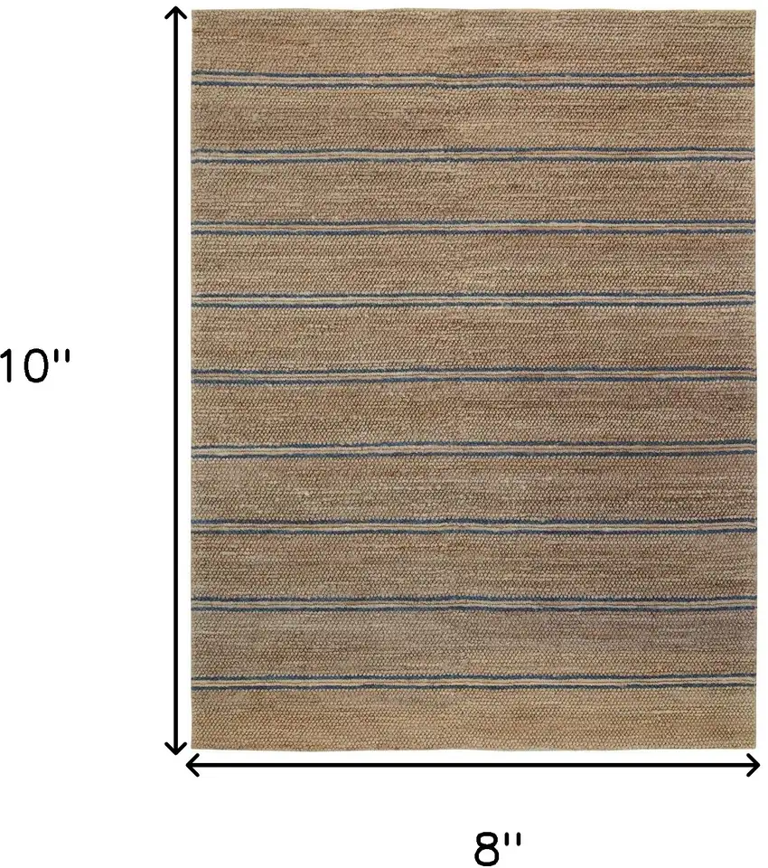 Beige Striped Hand Woven Area Rug Photo 5