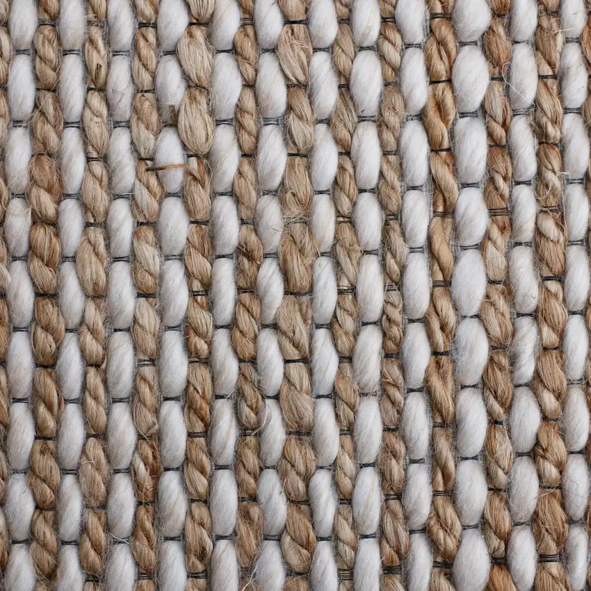 Beige Striped Hand Woven Area Rug Photo 3