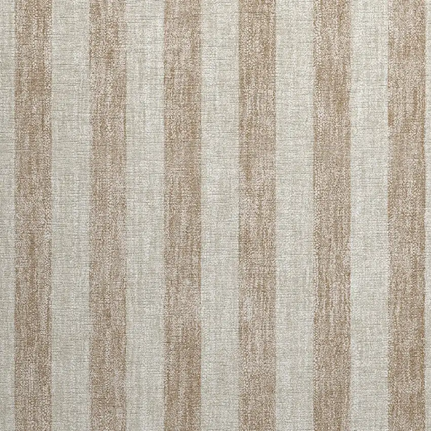 Beige Striped Washable Non Skid Indoor Outdoor Area Rug Photo 7