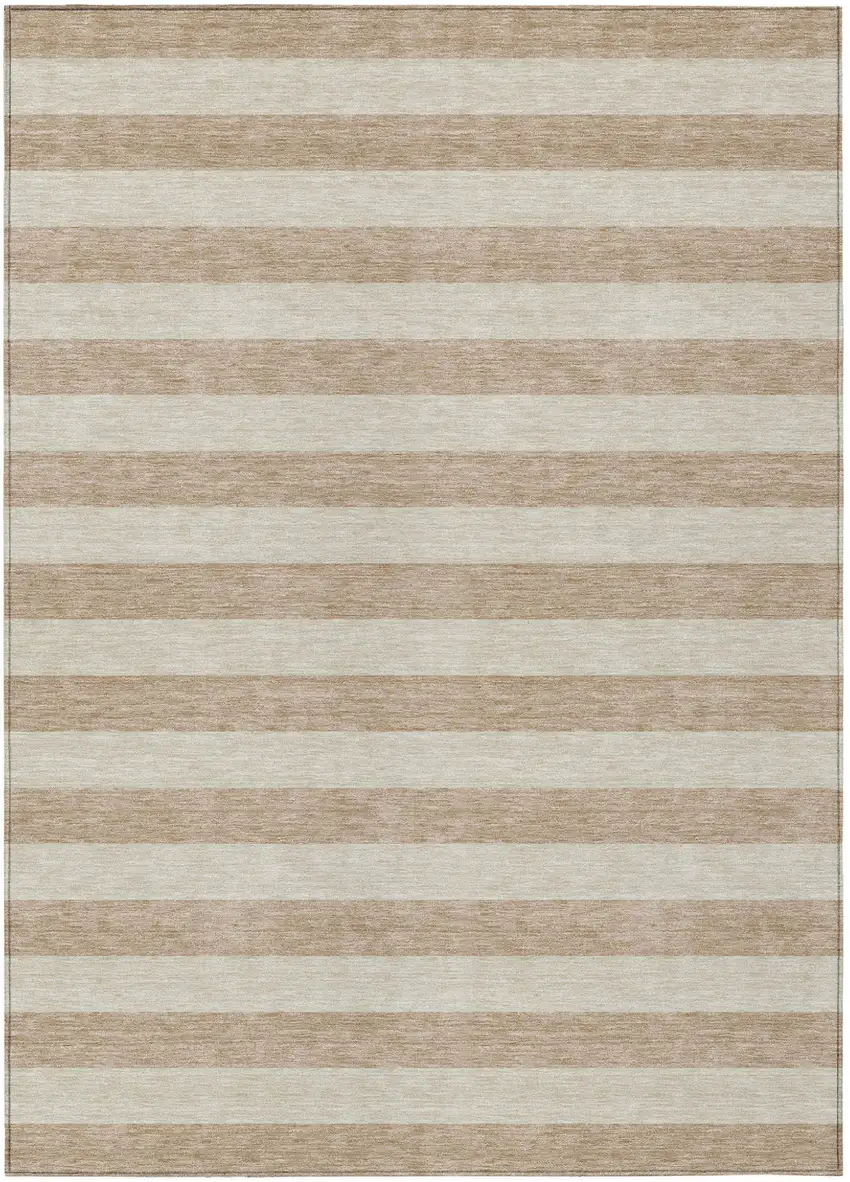 Beige Striped Washable Non Skid Indoor Outdoor Area Rug Photo 2