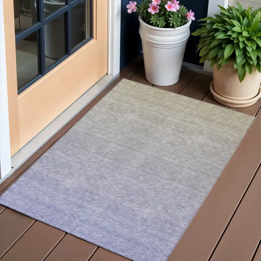Beige Tan And Blue Ombre Washable Indoor Outdoor Area Rug Photo 1