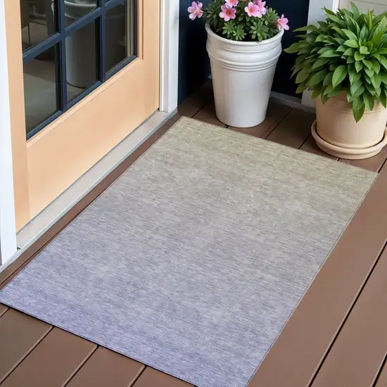 Beige Tan And Blue Ombre Washable Indoor Outdoor Area Rug Photo 1