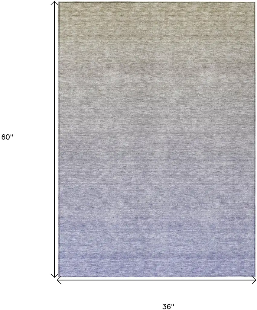 Beige Tan And Blue Ombre Washable Indoor Outdoor Area Rug Photo 3
