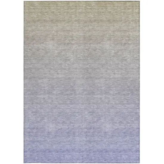 Beige Tan And Blue Ombre Washable Indoor Outdoor Area Rug Photo 7