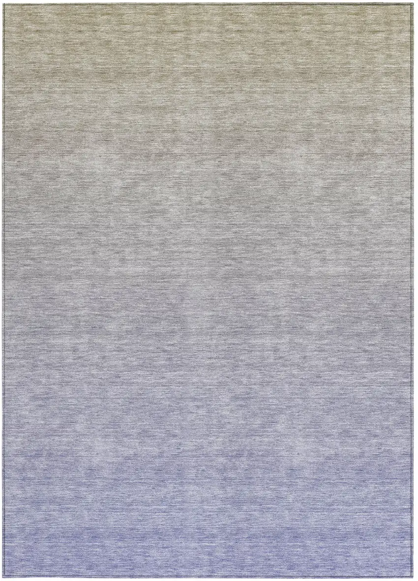 Beige Tan And Blue Ombre Washable Indoor Outdoor Area Rug Photo 7