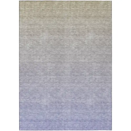 Beige Tan And Blue Ombre Washable Indoor Outdoor Area Rug Photo 2
