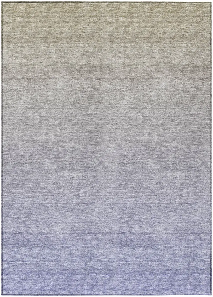Beige Tan And Blue Ombre Washable Indoor Outdoor Area Rug Photo 2