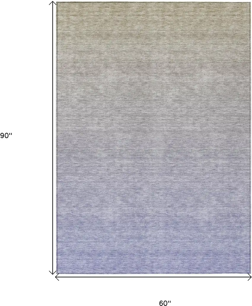 Beige Tan And Blue Ombre Washable Indoor Outdoor Area Rug Photo 3