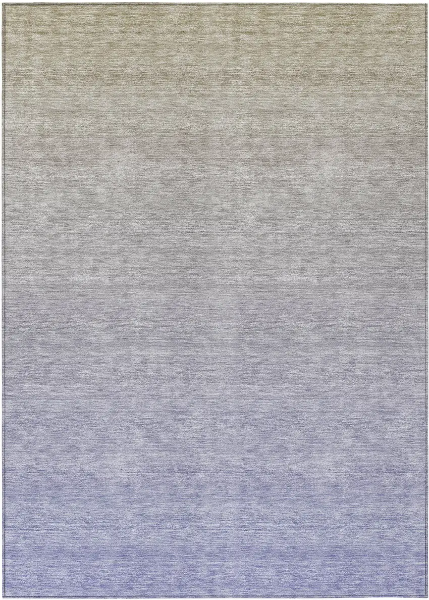 Beige Tan And Blue Ombre Washable Indoor Outdoor Area Rug Photo 2