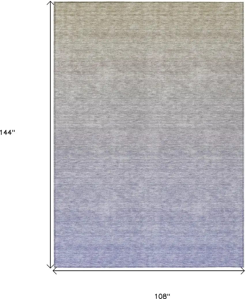 Beige Tan And Blue Ombre Washable Indoor Outdoor Area Rug Photo 3