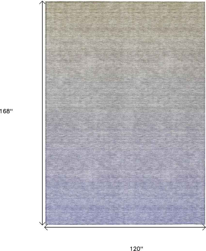 Beige Tan And Blue Ombre Washable Indoor Outdoor Area Rug Photo 3