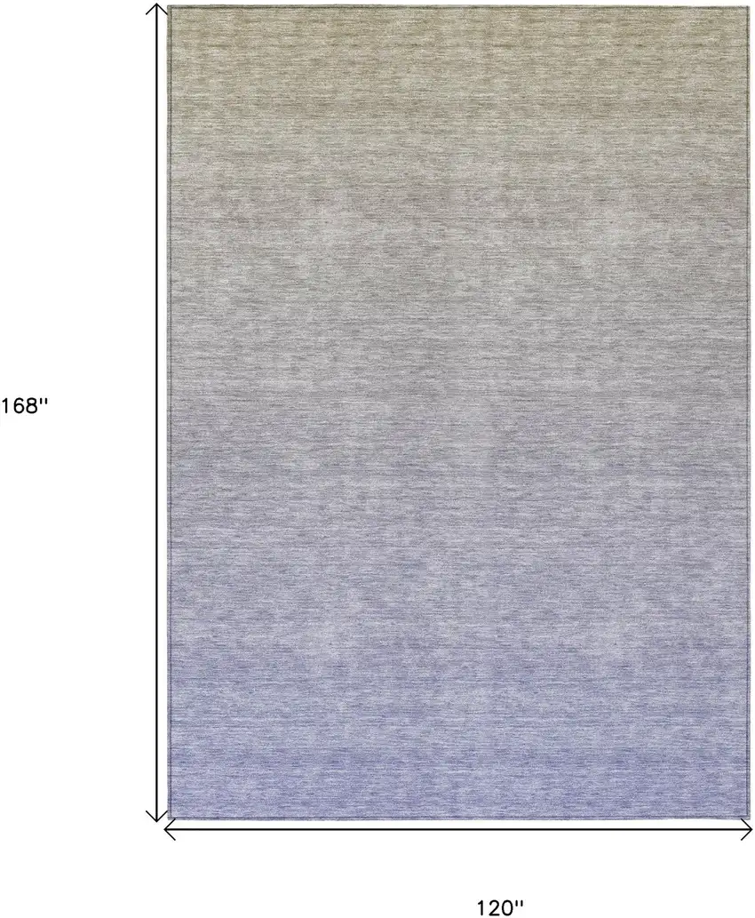 Beige Tan And Blue Ombre Washable Indoor Outdoor Area Rug Photo 3