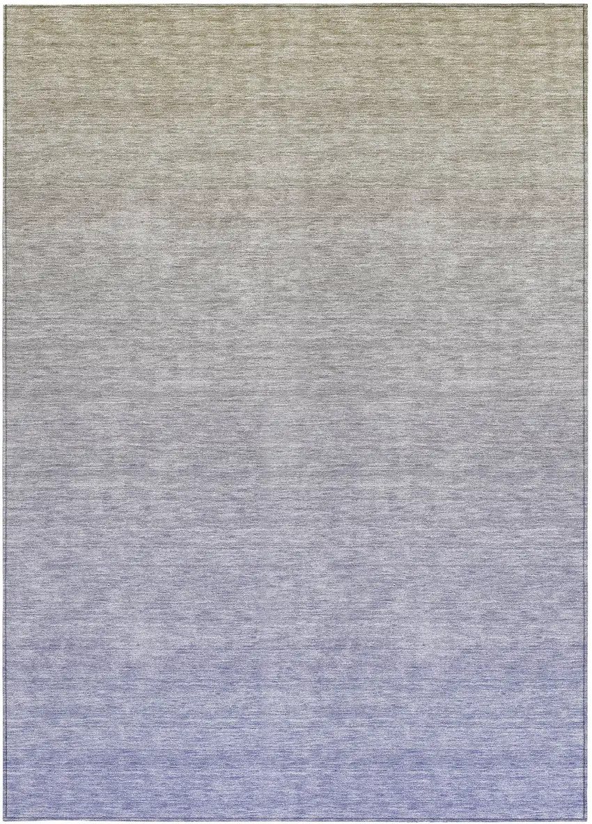 Beige Tan And Blue Ombre Washable Indoor Outdoor Area Rug Photo 7