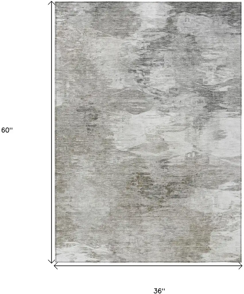 Beige Tan And Gray Abstract Washable Indoor Outdoor Area Rug Photo 3
