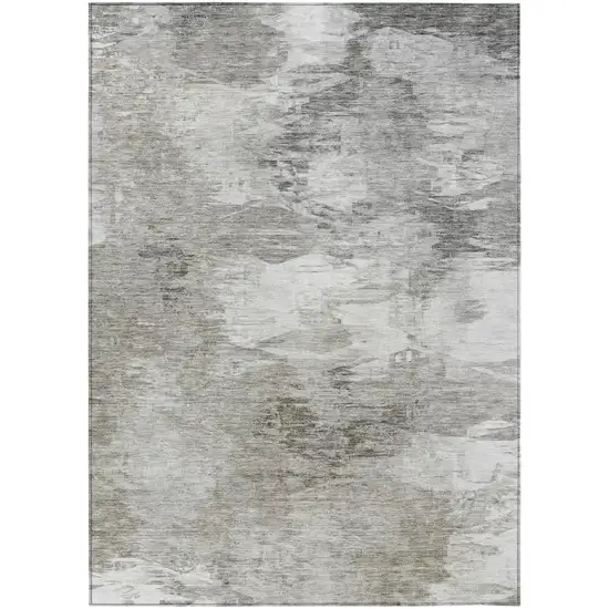 Beige Tan And Gray Abstract Washable Indoor Outdoor Area Rug Photo 2