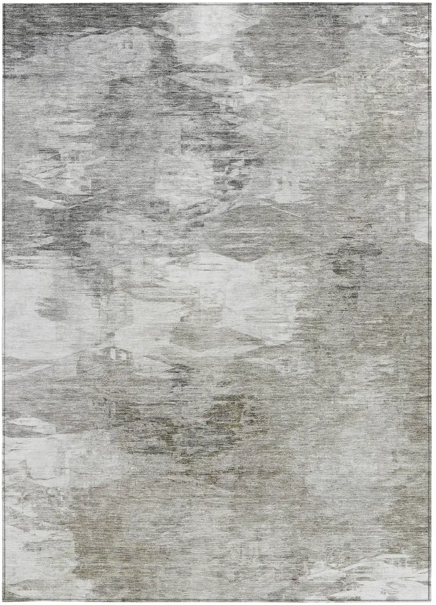 Beige Tan And Gray Abstract Washable Indoor Outdoor Area Rug Photo 4