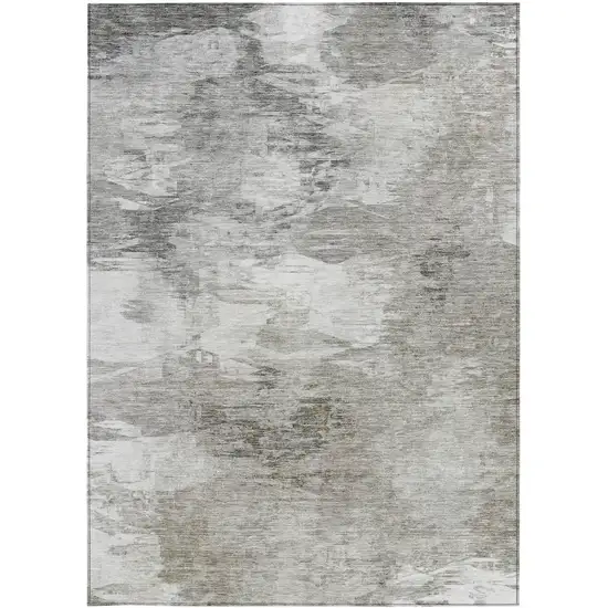 Beige Tan And Gray Abstract Washable Indoor Outdoor Area Rug Photo 6