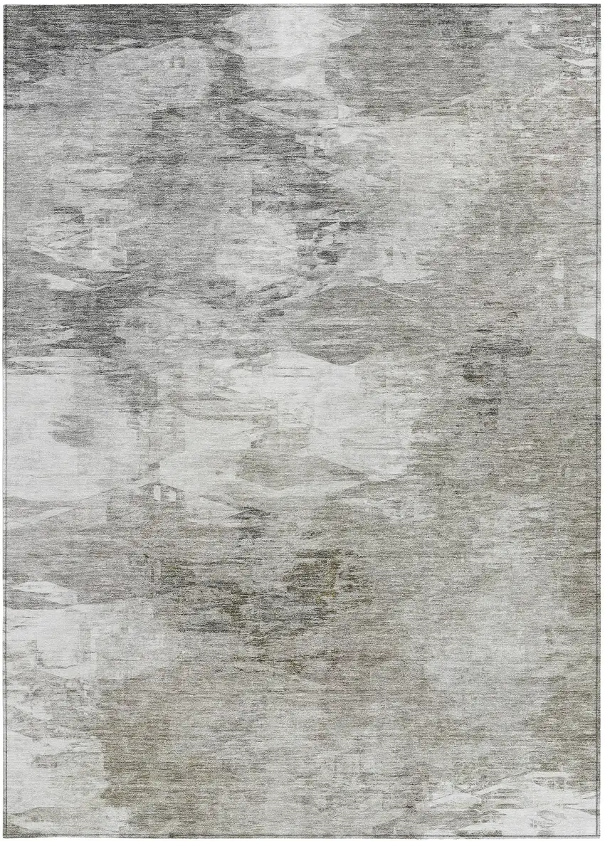 Beige Tan And Gray Abstract Washable Indoor Outdoor Area Rug Photo 6