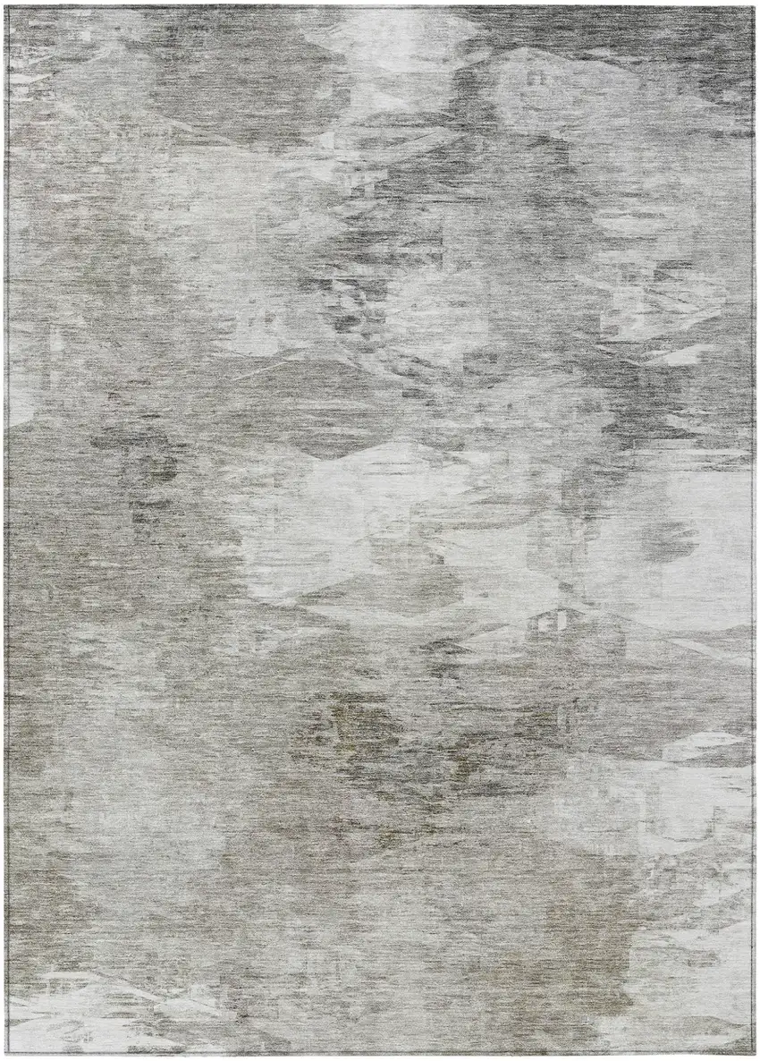 Beige Tan And Gray Abstract Washable Indoor Outdoor Area Rug Photo 2