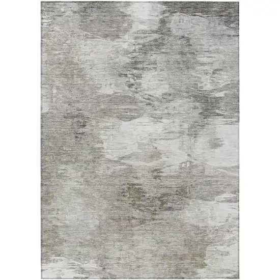 Beige Tan And Gray Abstract Washable Indoor Outdoor Area Rug Photo 2