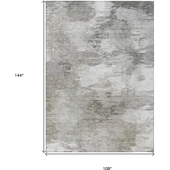 Beige Tan And Gray Abstract Washable Indoor Outdoor Area Rug Photo 3