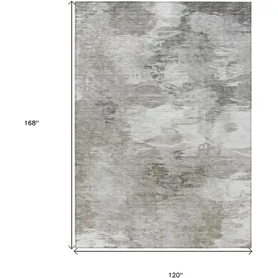 Beige Tan And Gray Abstract Washable Indoor Outdoor Area Rug Photo 3