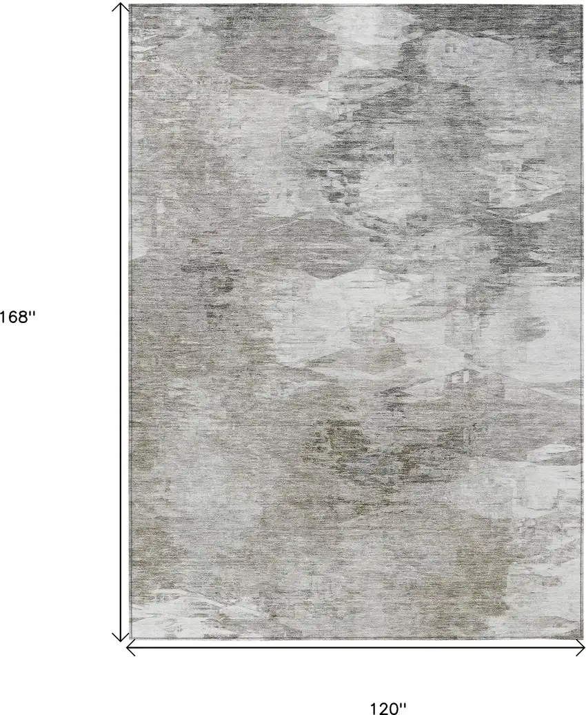 Beige Tan And Gray Abstract Washable Indoor Outdoor Area Rug Photo 3