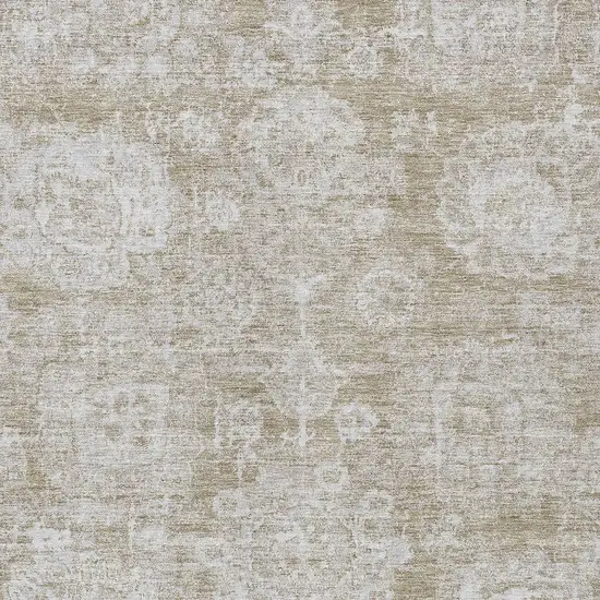 Beige Tan And Gray Floral Washable Indoor Outdoor Area Rug Photo 5