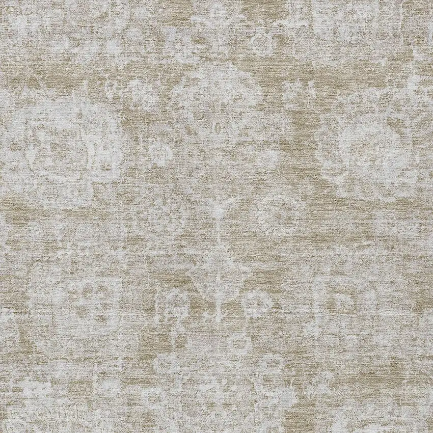 Beige Tan And Gray Floral Washable Indoor Outdoor Area Rug Photo 5