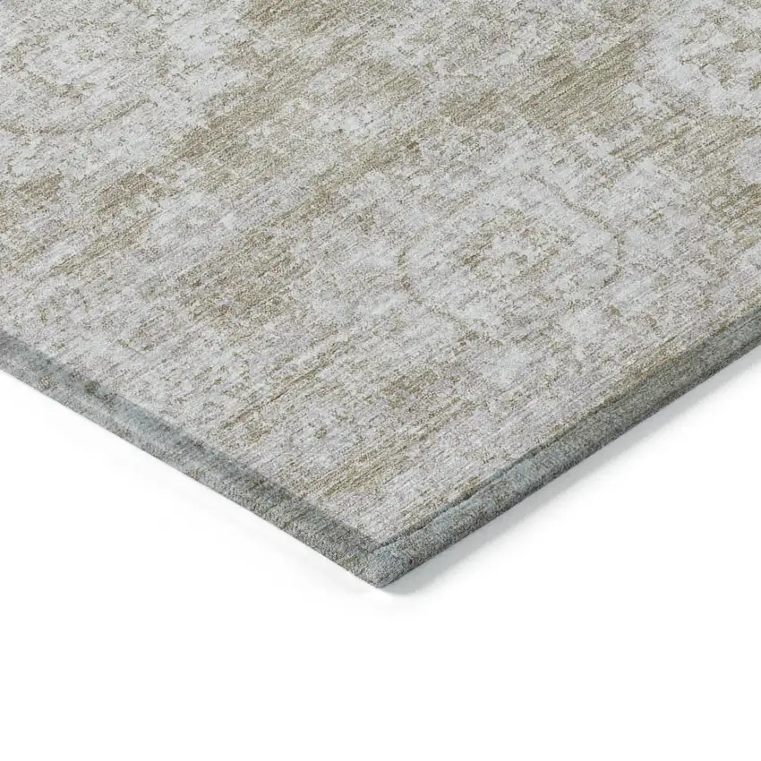 Beige Tan And Gray Floral Washable Indoor Outdoor Area Rug Photo 3
