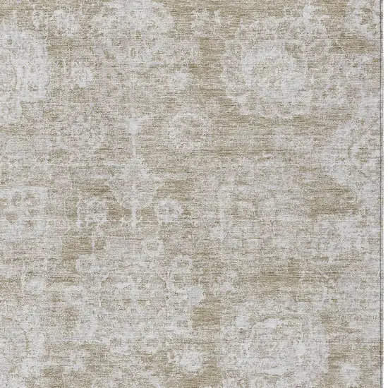 Beige Tan And Gray Floral Washable Indoor Outdoor Area Rug Photo 4