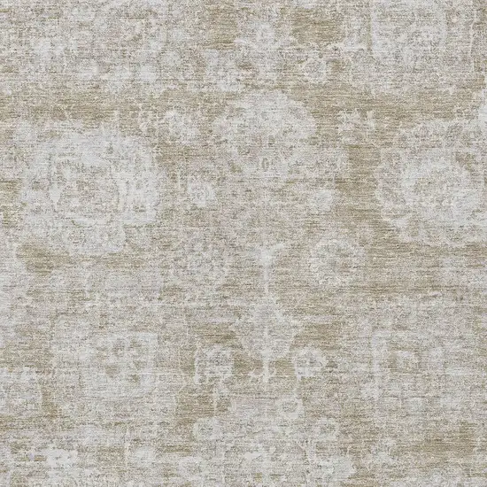 Beige Tan And Gray Floral Washable Indoor Outdoor Area Rug Photo 4
