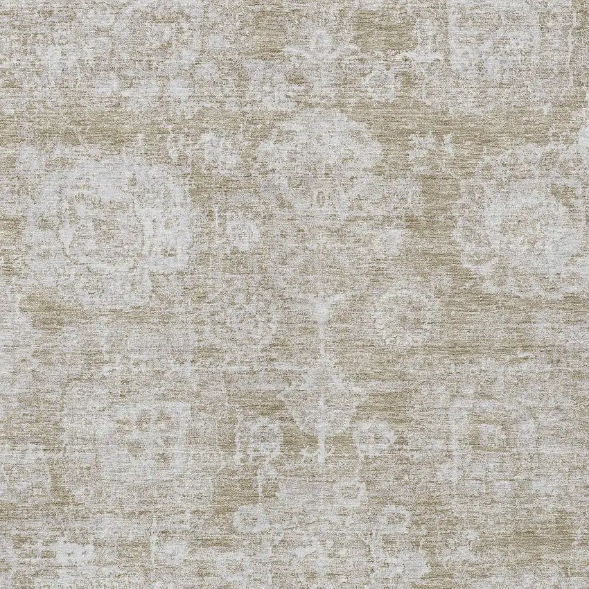 Beige Tan And Gray Floral Washable Indoor Outdoor Area Rug Photo 4
