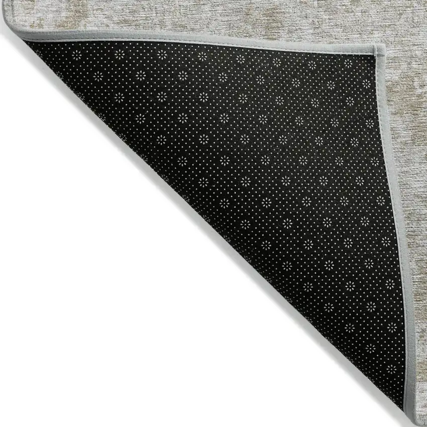 Beige Tan And Gray Floral Washable Indoor Outdoor Area Rug Photo 2