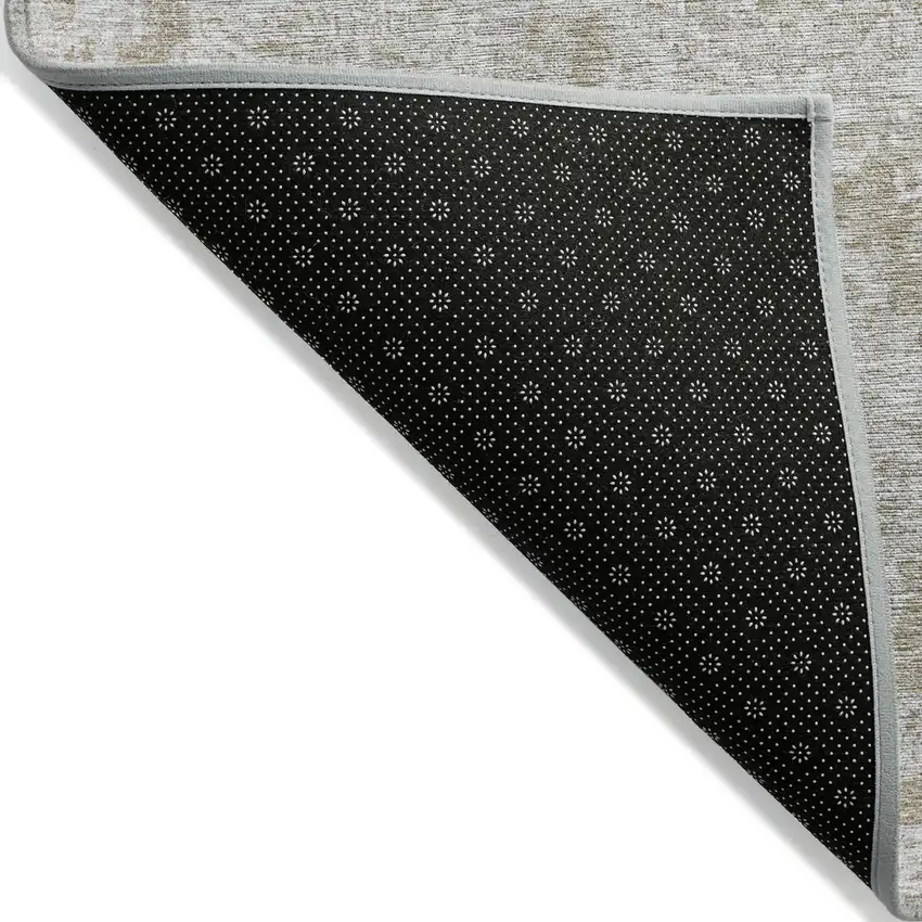 Beige Tan And Gray Floral Washable Indoor Outdoor Area Rug Photo 2