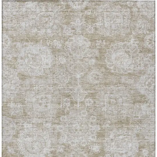 Beige Tan And Gray Floral Washable Indoor Outdoor Area Rug Photo 5