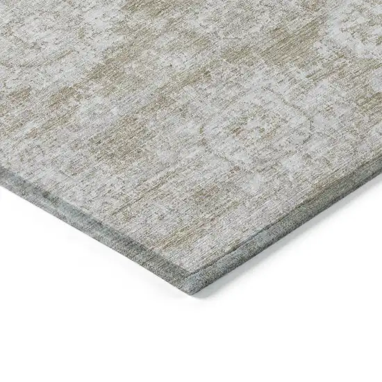 Beige Tan And Gray Floral Washable Indoor Outdoor Area Rug Photo 3