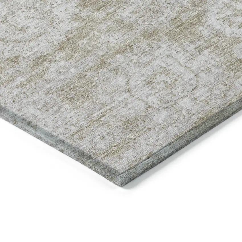 Beige Tan And Gray Floral Washable Indoor Outdoor Area Rug Photo 3