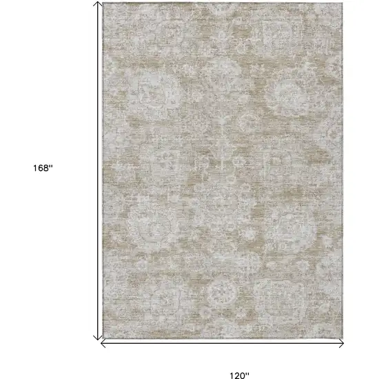 Beige Tan And Gray Floral Washable Indoor Outdoor Area Rug Photo 3