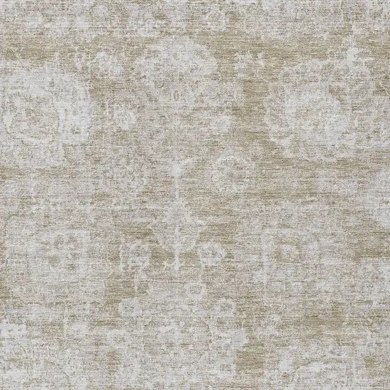 Beige Tan And Gray Floral Washable Indoor Outdoor Area Rug Photo 4